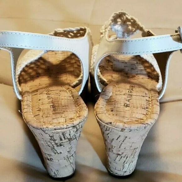 Rampage White / Ivory Crocheted Wedge Cork Platfor - Picture 3 of 5